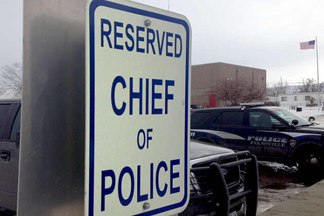 Evansville Police Chief Trevor T Trujillo TSM Evansville Police Chief parking sign