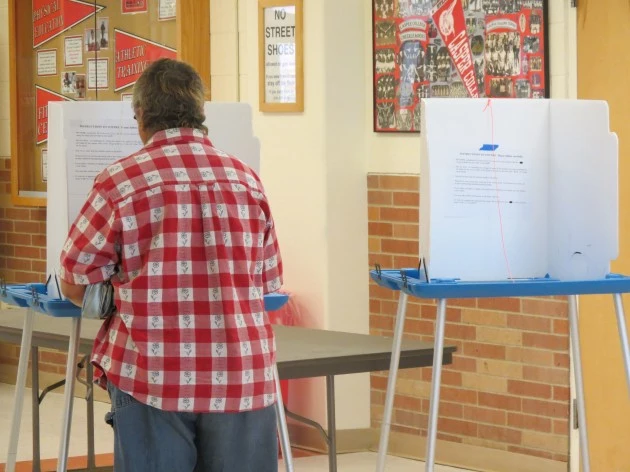 A bond election voter at Casper College on Tuesday